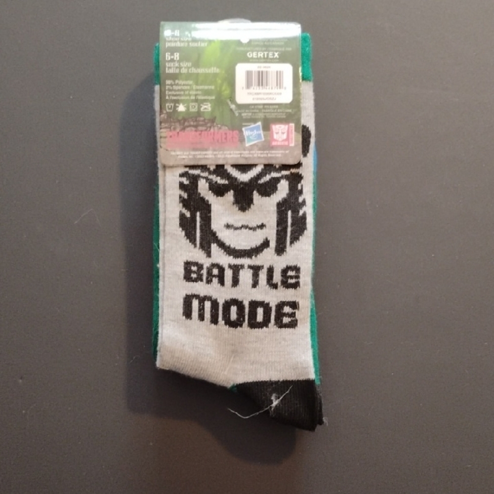 Green and Blue Crew Socks with Graphic Design